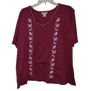 Anthony Richards Pink And White Embroidered Blouse Size 3x